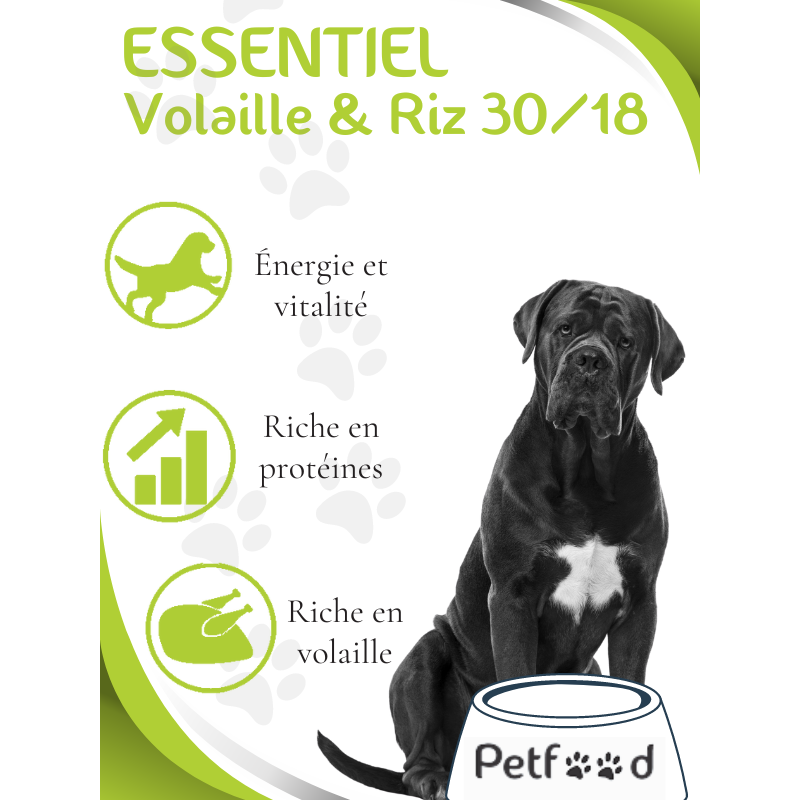 Croquettes pour chien Croquettes pour chien Essentiel Volaille et Riz 30/18 Low Grain Nature Dog 15Kg – Image 4
