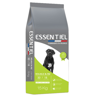 Croquettes pour chien Croquettes pour chien Essentiel Volaille et Riz 30/18 Low Grain Nature Dog 15Kg